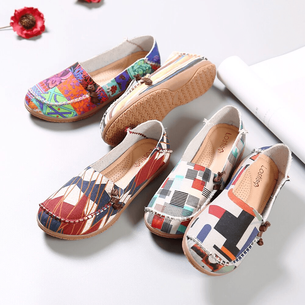 Women Colorful Pattern Exclusively Sold Slip Resistant Flats - MRSLM