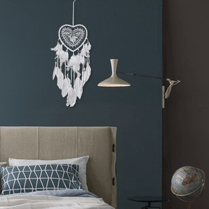 LED Light Dreamcatcher Feather Bedroom Heart Shape Bedroom Home Decoration Livingroom Dreamcatcher Gift Decorations - MRSLM