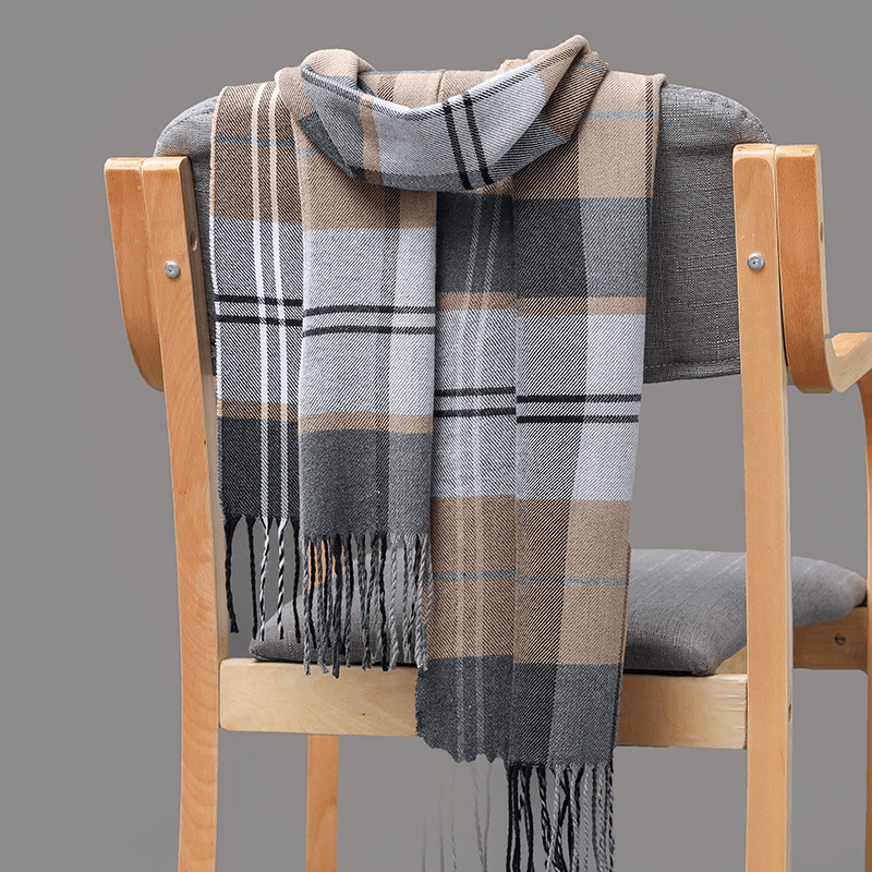 plaid imitation cashmere tassel scarf - MRSLM