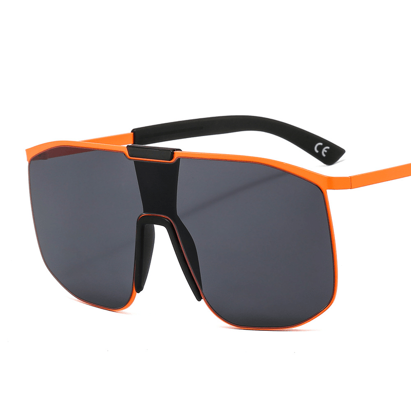 Large one-piece metal frame sunglasses, view 2 - MRSLM