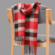 plaid imitation cashmere tassel scarf, view 2 - MRSLM