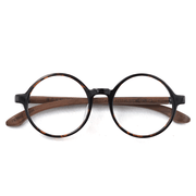 Big round glasses frame with wood temples, view 6 - MRSLM