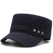 cotton flat top military style peaked cap, view 2 - MRSLM