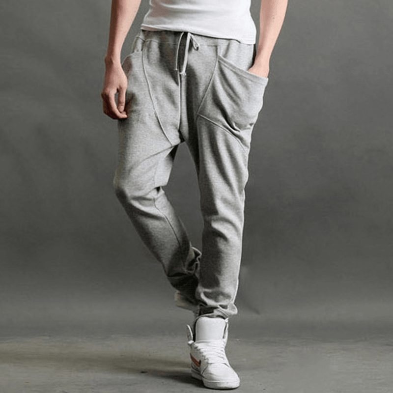 Men'S Sports Polyester Loose Drawstring Solid Color Casual Track Pants - MRSLM