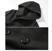 Men's slim-fit hooded woolen coat, view 3 - MRSLM