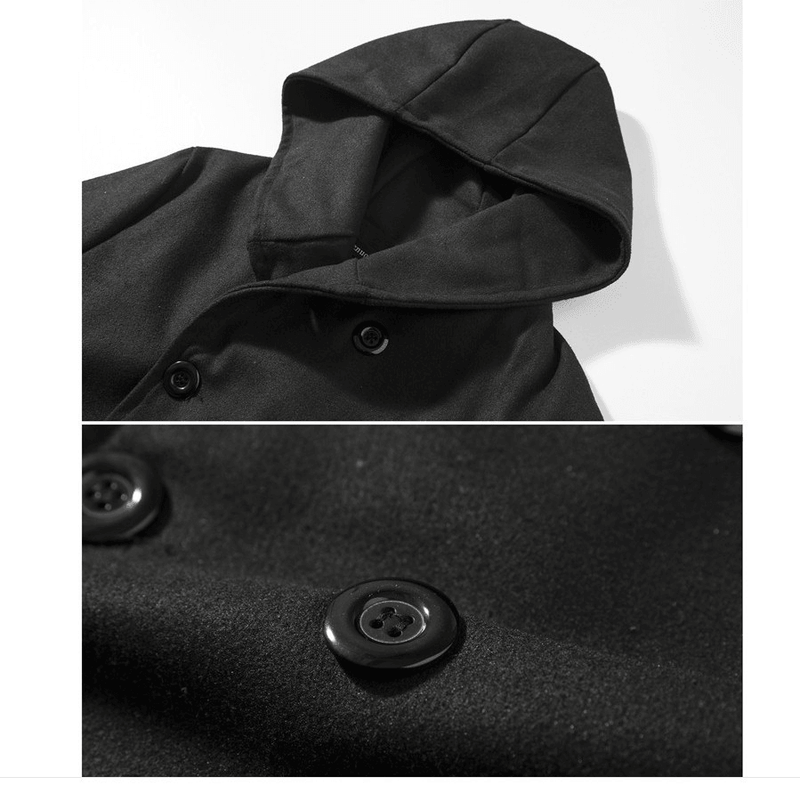 Men's slim-fit hooded woolen coat, view 3 - MRSLM
