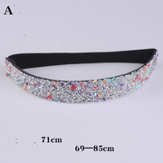 Women's rhinestone elastic wide belt, view 5 - MRSLM