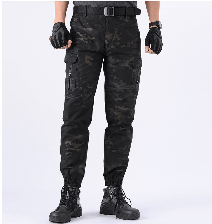 Camouflage Tactical Pants Lattice Fanshui 65 35 Plaid Tactical Pants Drawstring Feet - MRSLM