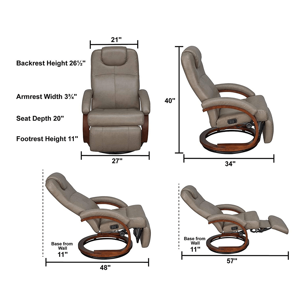 Adjustable Spin Lounger Chair Push-Back with Remote Controller Support USB Phone Charging Soft Massage Sponge - MRSLM