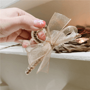 net yarn bow rhinestone hair clip, view 2 - MRSLM