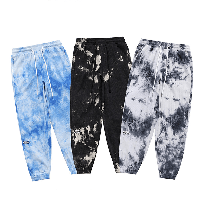 Tie-Dye Ink Loose-Fitting National Trend Casual Pants - MRSLM