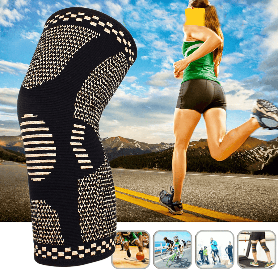 KALOAD 1PC Copper Infused Knee Pad Outdoor Sports Hiking Bike Basketball Knee Support Leg Joint Sleeve Fitness Protective Gear - MRSLM