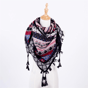 ethnic style fringed square scarf - MRSLM