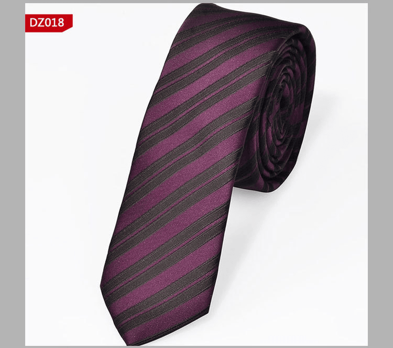 narrow striped jacquard tie, view 7 - MRSLM