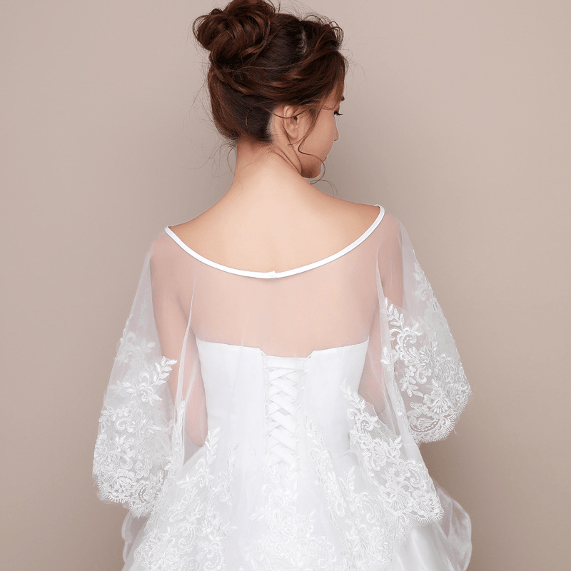 ivory lace shawl, view 4 - MRSLM