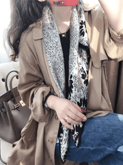 black and white satin scarf shawl - MRSLM