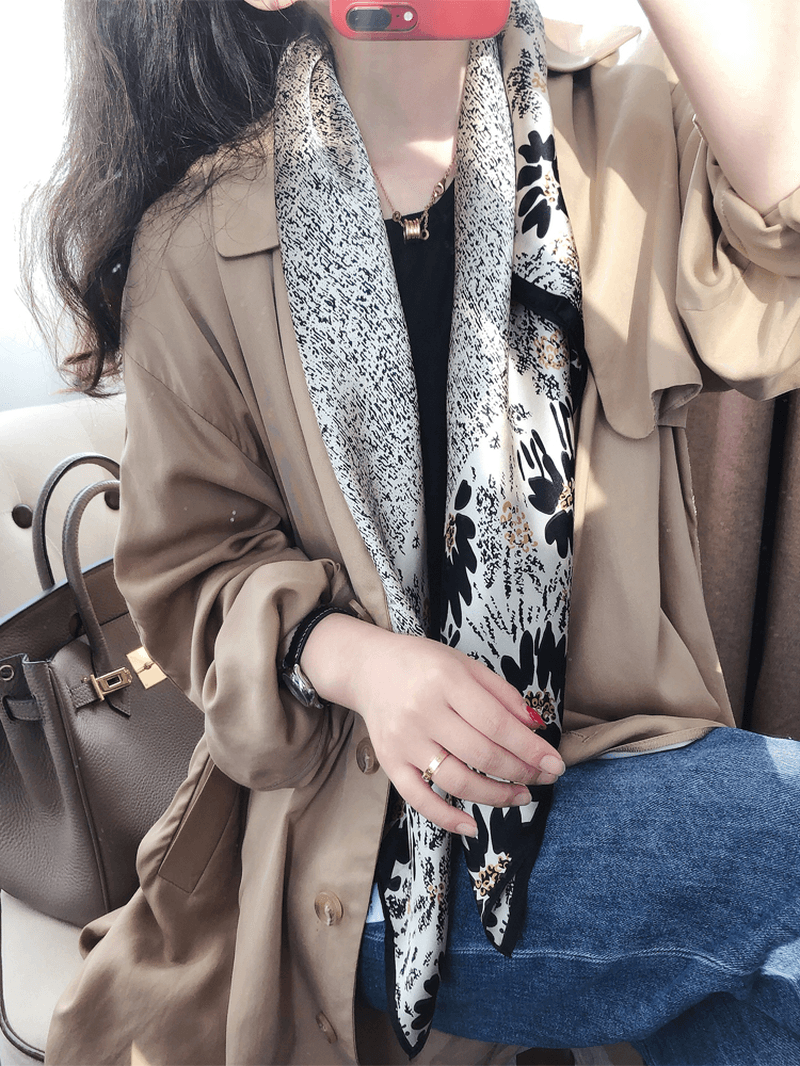 black and white satin scarf shawl - MRSLM