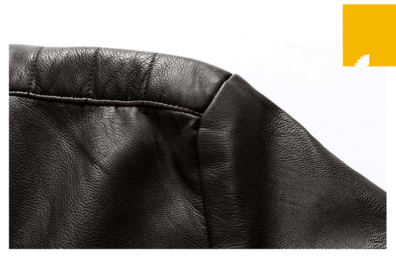 Men's slim PU leather jacket, view 5 - MRSLM