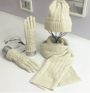 solid color hat scarf glove set, view 8 - MRSLM