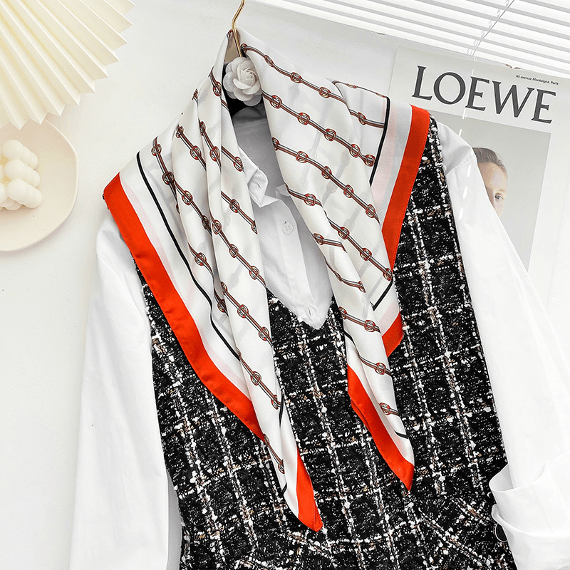 women's printed square scarf, view 18 - MRSLM