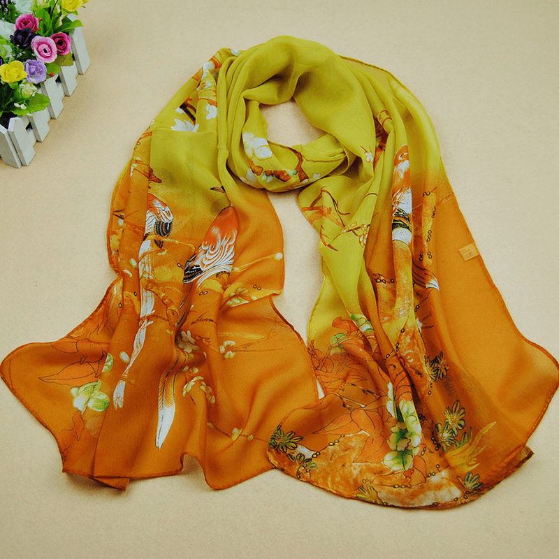women's printed chiffon scarf, view 4 - MRSLM