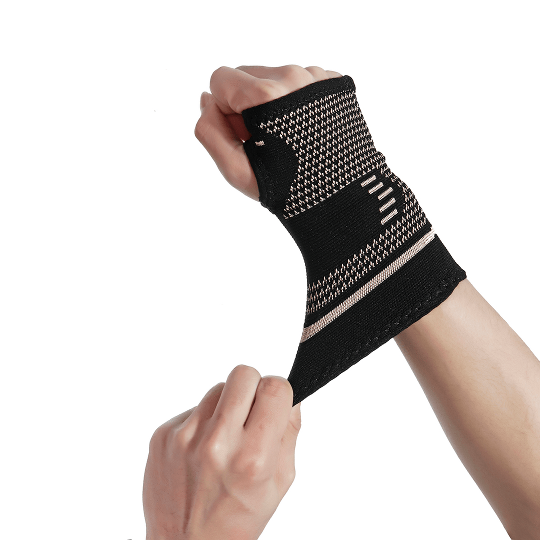 KALOAD 1PC Copper Infused Wrist Sleeve Palm Hand Support Outdoor Sports Bracer Support Fitness Protective Gear - MRSLM