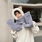 cat scarf hat gloves set faux rabbit fur, view 10 - MRSLM
