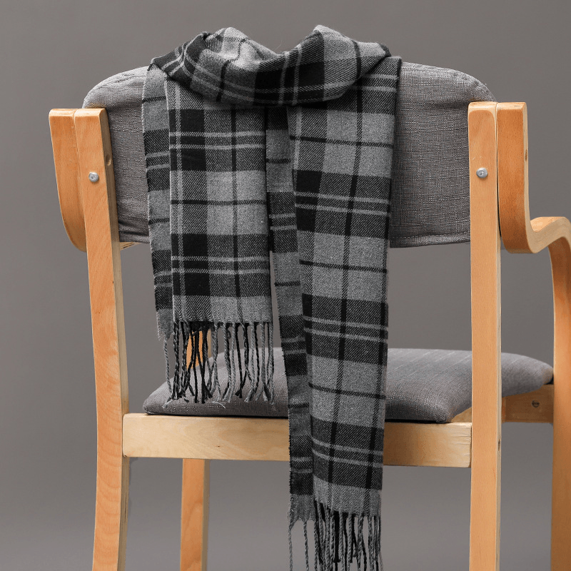 plaid imitation cashmere tassel scarf, view 25 - MRSLM