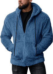 men's plush cardigan hooded jacket, view 7 - MRSLM