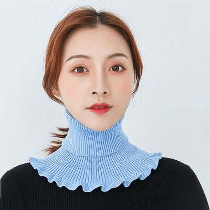 women's wool knit triangle bib neck warmer, view 4 - MRSLM