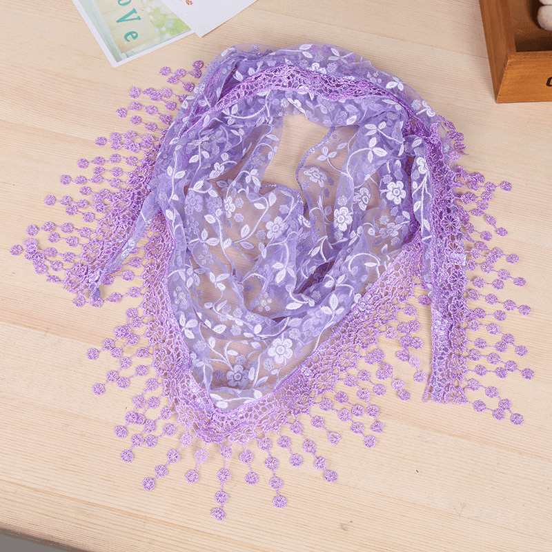Women's lace fringed scarf, view 5 - MRSLM