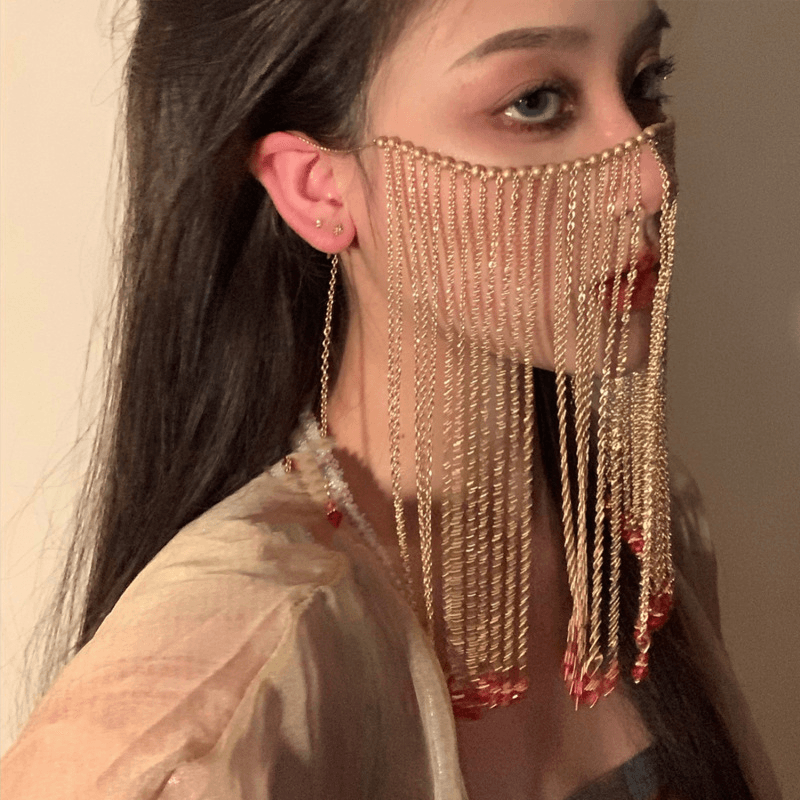 Wind Retro Exotic Princess Temperament Pearl Drop Fringe Hair Accessory