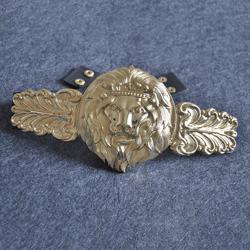 women's gold lion head metal girdle, view 2 - MRSLM