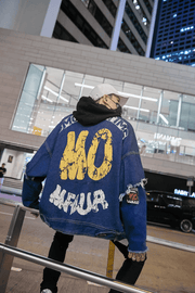 loose dark blue cotton street jacket, view 4 - MRSLM