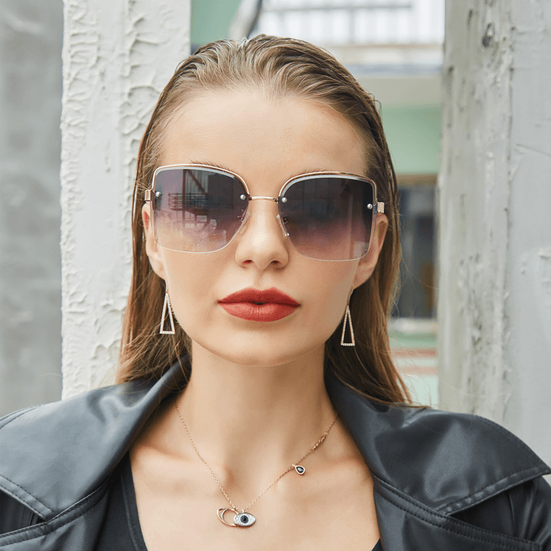 Big frame diamond trim butterfly sunglasses, view 7 - MRSLM
