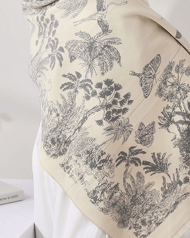 Imitation cashmere floral scarf, view 6 - MRSLM