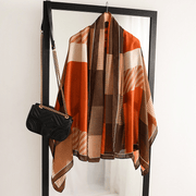 Women's striped cotton-linen feel scarf - MRSLM