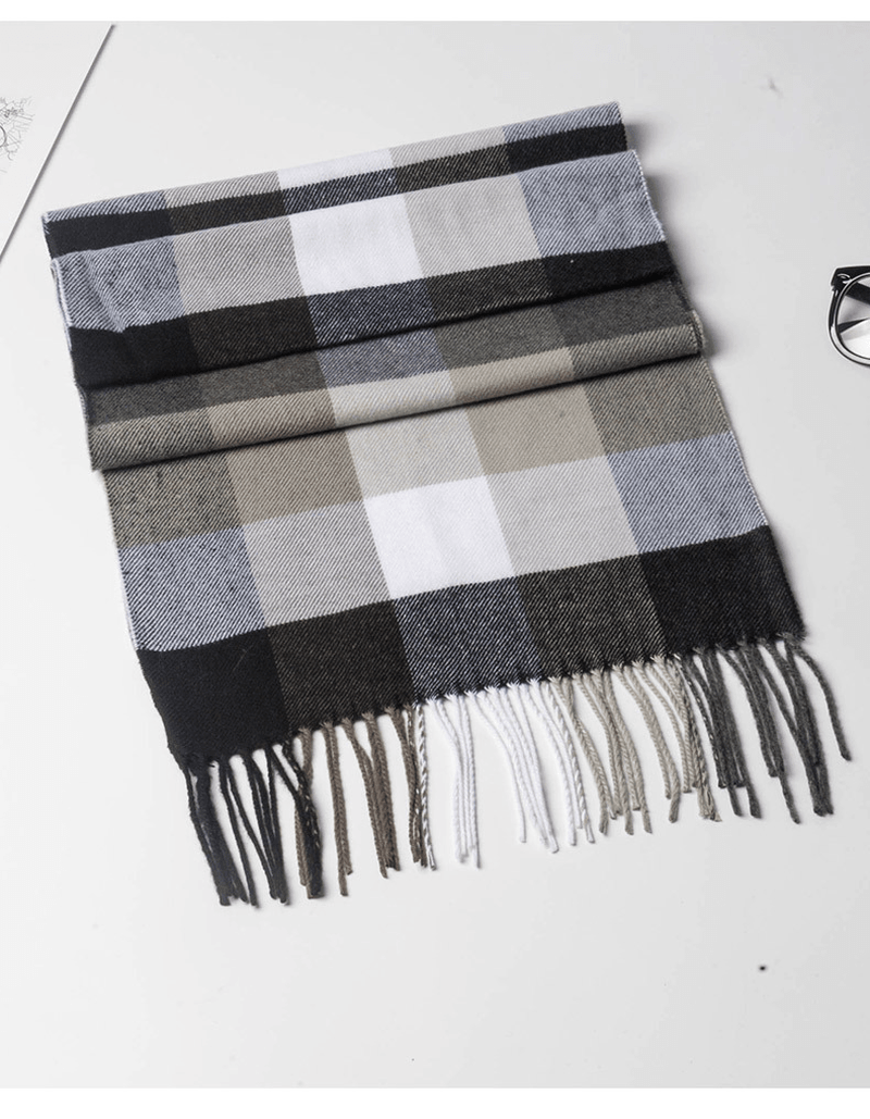 men's plaid warm scarf, view 3 - MRSLM