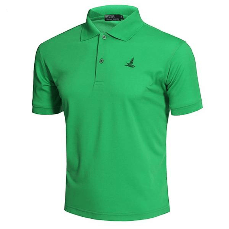 Casual Solid Color Embroidery Quick Drying Golf Shirt - MRSLM