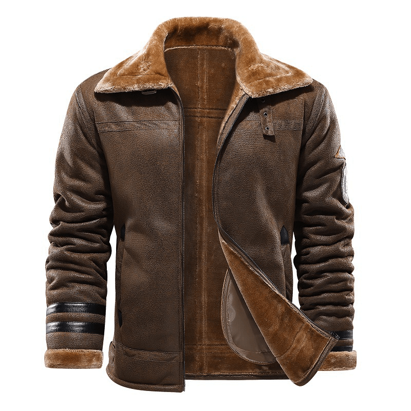 faux leather velvet padded lapel coat, view 5 - MRSLM