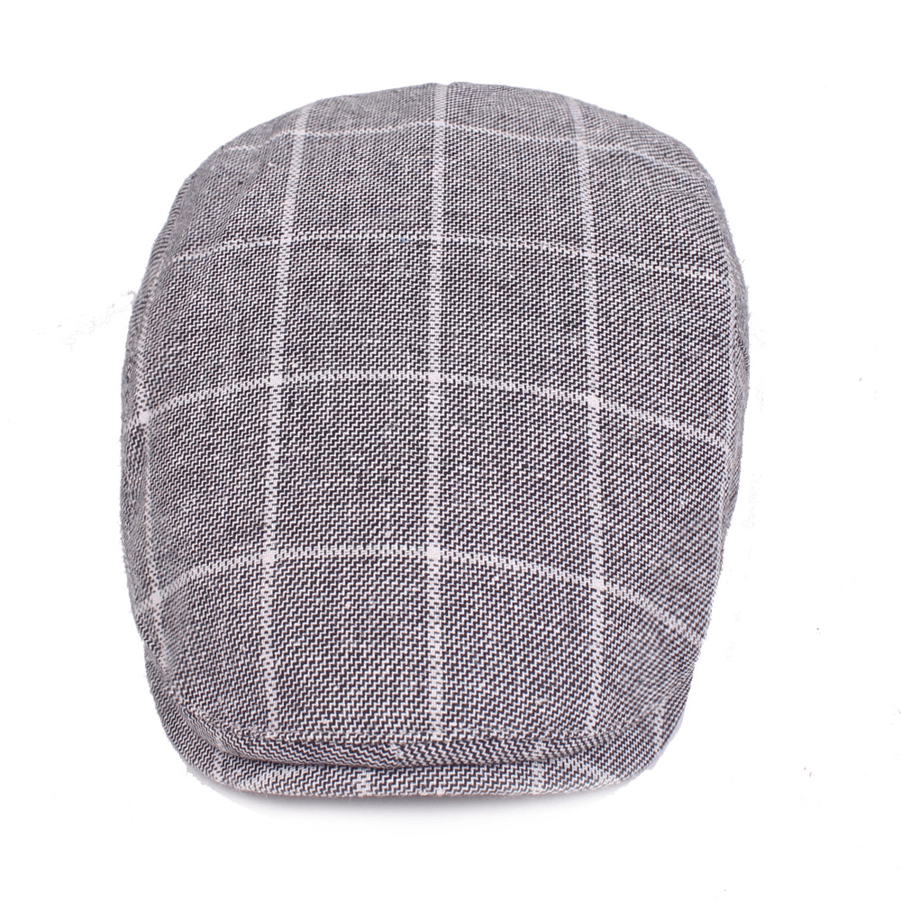 Men'S Plaid Cap Cotton College Style - MRSLM