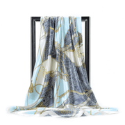 women's faux silk chain print square scarf, view 2 - MRSLM