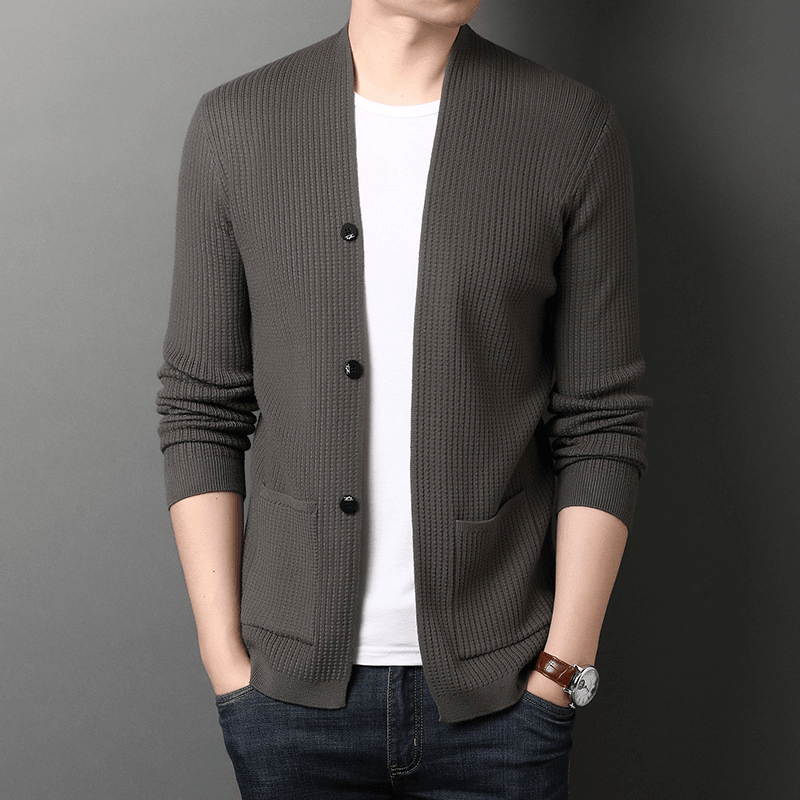 men's slim cardigan sweater coat, view 2 - MRSLM