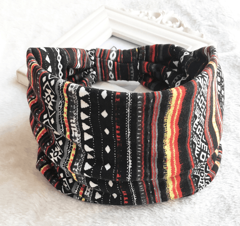 bohemian print wide elastic headband, view 7 - MRSLM