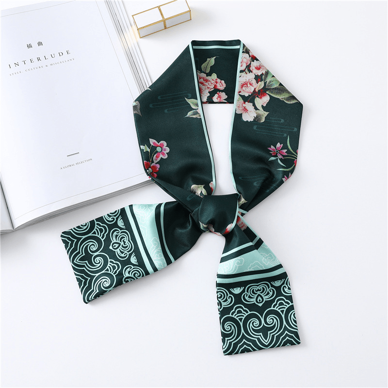 narrow long silk scarf, view 16 - MRSLM
