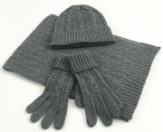 solid color hat scarf glove set, view 9 - MRSLM