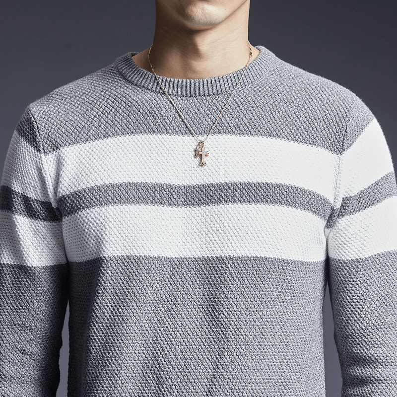 Men's Sweater All-Match Striped Sweater Men