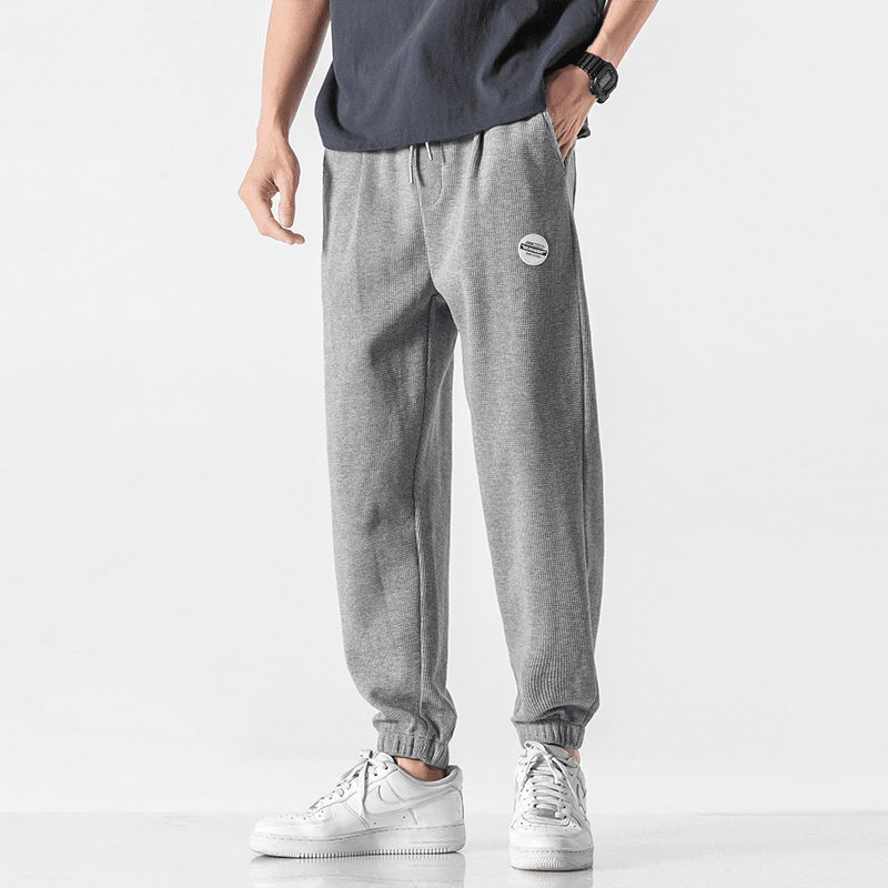 Sports Gray Waffle Pants Men's Loose-Fitting Thin Casual Trousers