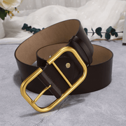 wide leather belt with large buckle, view 4 - MRSLM
