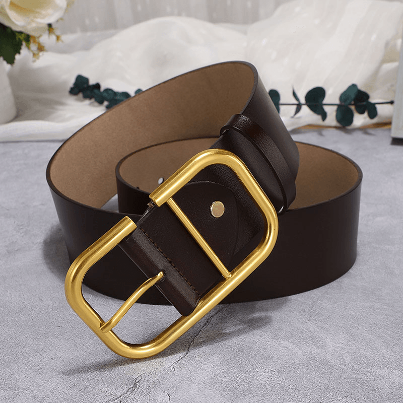 wide leather belt with large buckle, view 4 - MRSLM